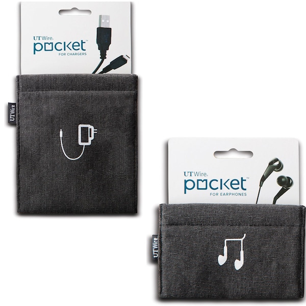 UT Wire Pocket Earbud Charger Case Pouch- Black